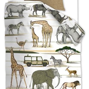 Twijfelaar Beddinghouse x Hanneke de Jager KinderJeep Safari Naturel dekbedovertrek