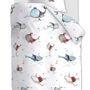 Twijfelaar Beddinghouse x Hanneke de Jager Whaletastic Blauw dekbedovertrek