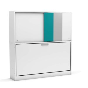 Eenpersoons opklapbed Academy met kastruimte - Turquoise - Koudschuim matras HR60 - tot 120 KG