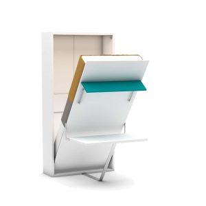 Eenpersoons opklapbed met bureau - Happy - Turquoise - Koudschuim matras HR60 - tot 120 KG