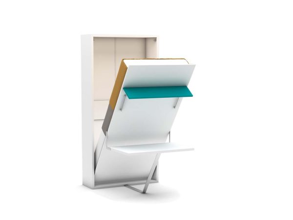 Eenpersoons opklapbed met bureau - Happy - Turquoise - Koudschuim matras HR60 - tot 120 KG