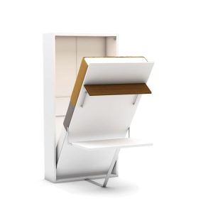 Eenpersoons opklapbed met bureau - Happy - Hout look - Koudschuim matras HR60 - tot 120 KG