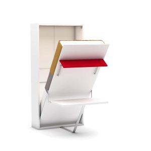 Eenpersoons opklapbed met bureau - Happy - rood - Koudschuim matras HR60 - tot 120 KG