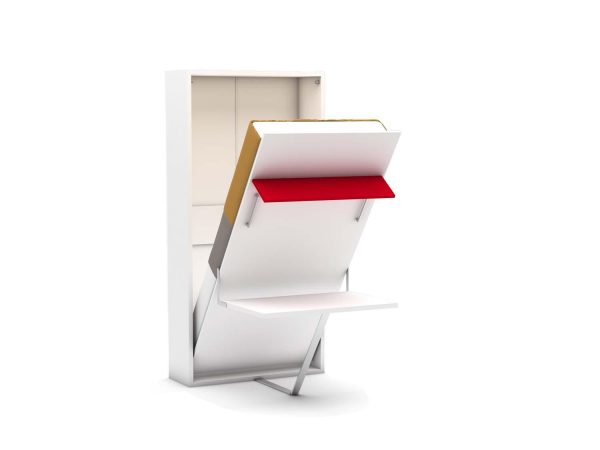 Eenpersoons opklapbed met bureau - Happy - rood - Koudschuim matras HR60 - tot 120 KG