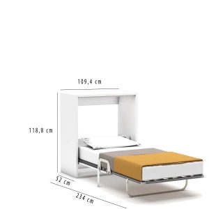 Eenpersoons opklapbed Capsule bed en bureau - Koudschuim matras HR60 - tot 120 KG