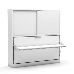 Eenpersoons opklapbed Academy met Bureau & kastruimte - Wit - Koudschuim matras HR60 - tot 120 KG