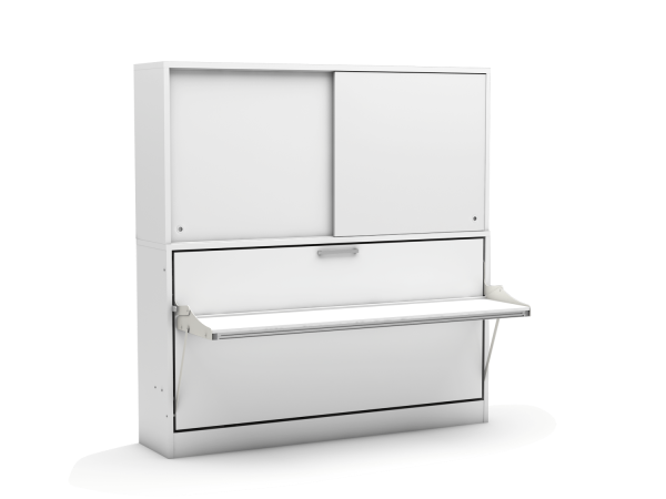 Eenpersoons opklapbed Academy met Bureau & kastruimte - Wit - Koudschuim matras HR60 - tot 120 KG