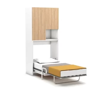 Eenpersoons opklapbed Capsule bed, bureau en kast - Koudschuim matras HR60 - tot 120 KG