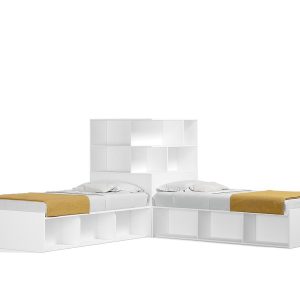Opklapbed Hoek twee bedden 90 x 200 cm - Koudschuim matras HR60 - tot 120 KG