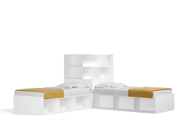 Opklapbed Hoek twee bedden 90 x 200 cm - Koudschuim matras HR60 - tot 120 KG