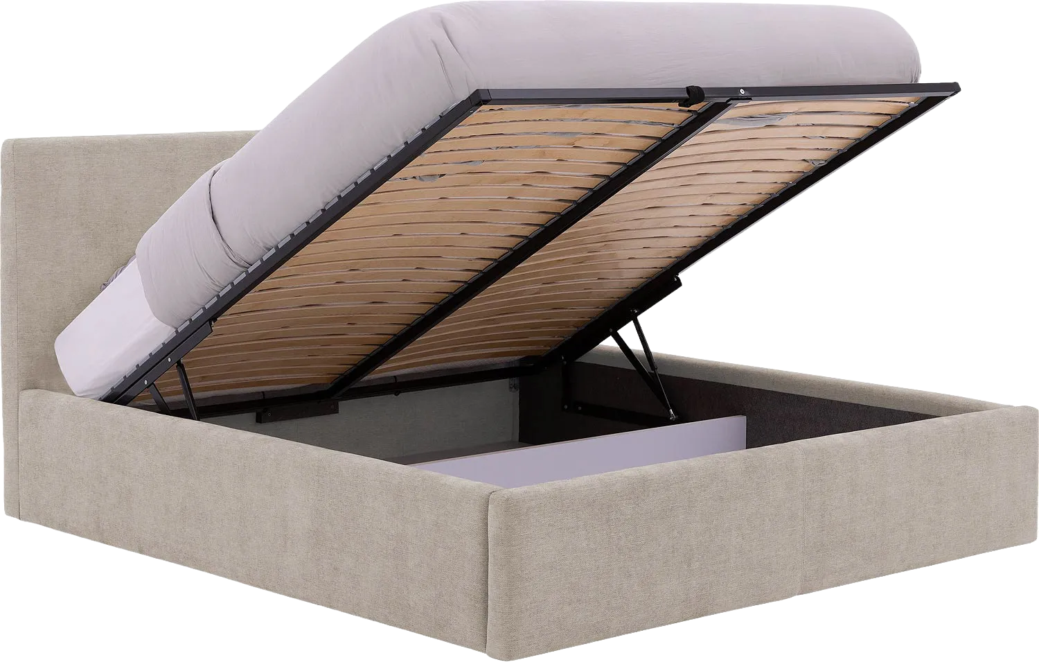 Goossens Bedframe Mysen Storage, 140 x 200 cm met storage hoofdbord 111 cm hoog, met 2x lattenbodem