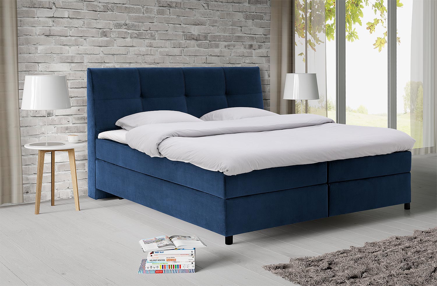 Goossens Basic Boxspring Compleet Gusta, Vlak 160 x 200 cm (=2x 80 x 200 cm) met hoofdbord