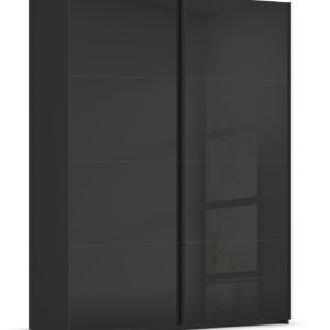 Goossens Excellent Kledingkast Finca Glans Glas, Slaapkamerkast 160 cm breed, 236 cm hoog, 2x 4 paneel glas schuifdeuren