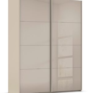 Goossens Excellent Kledingkast Finca Glans Glas, Slaapkamerkast 160 cm breed, 236 cm hoog, 2x 4 paneel glas schuifdeuren