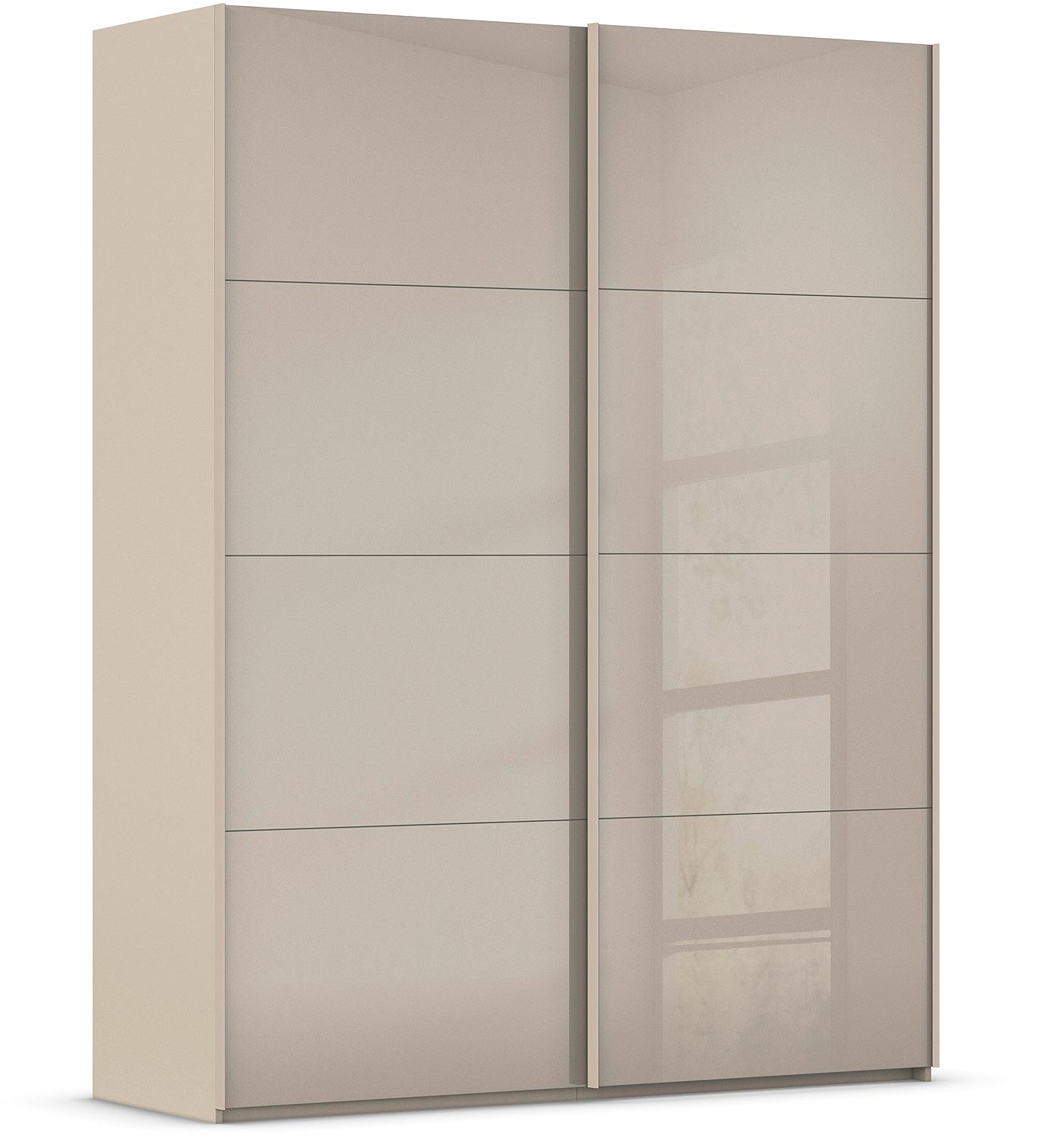 Goossens Excellent Kledingkast Finca Glans Glas, Slaapkamerkast 160 cm breed, 236 cm hoog, 2x 4 paneel glas schuifdeuren