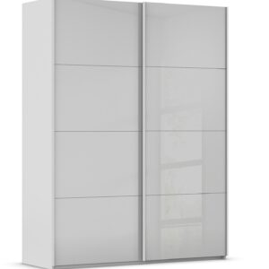 Goossens Excellent Kledingkast Finca Glans Glas, Slaapkamerkast 160 cm breed, 236 cm hoog, 2x 4 paneel glas schuifdeuren