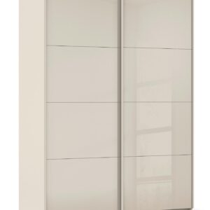 Goossens Excellent Kledingkast Finca Glans Glas, Slaapkamerkast 160 cm breed, 236 cm hoog, 2x 4 paneel glas schuifdeuren