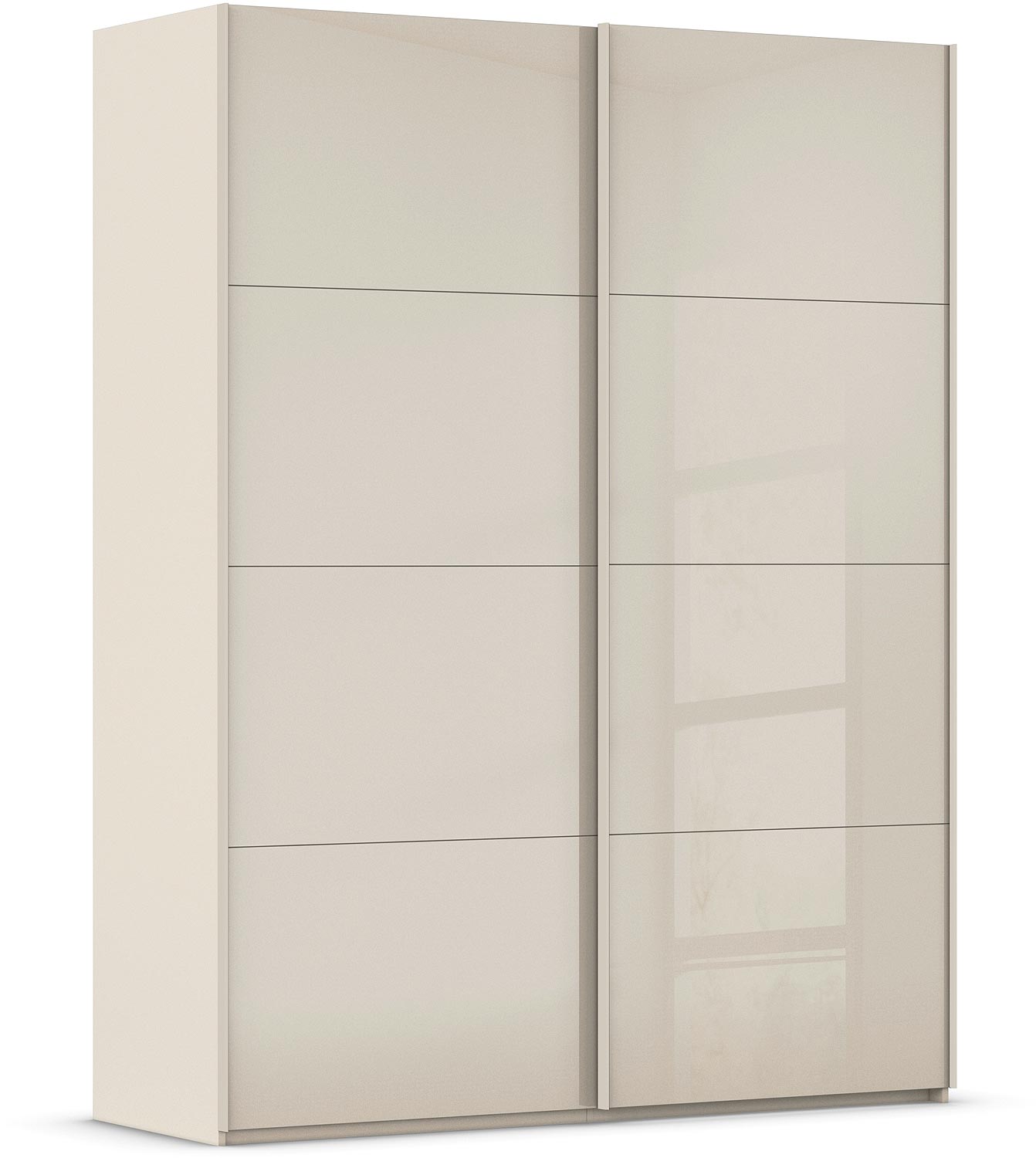 Goossens Excellent Kledingkast Finca Glans Glas, Slaapkamerkast 160 cm breed, 236 cm hoog, 2x 4 paneel glas schuifdeuren
