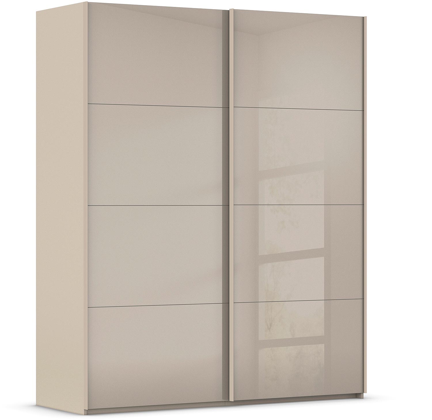 Goossens Excellent Kledingkast Finca Glans Glas, Slaapkamerkast 160 cm breed, 223 cm hoog, 2x 4 paneel glas schuifdeuren