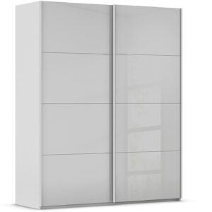Goossens Excellent Kledingkast Finca Glans Glas, Slaapkamerkast 160 cm breed, 223 cm hoog, 2x 4 paneel glas schuifdeuren