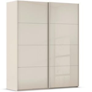 Goossens Excellent Kledingkast Finca Glans Glas, Slaapkamerkast 160 cm breed, 223 cm hoog, 2x 4 paneel glas schuifdeuren