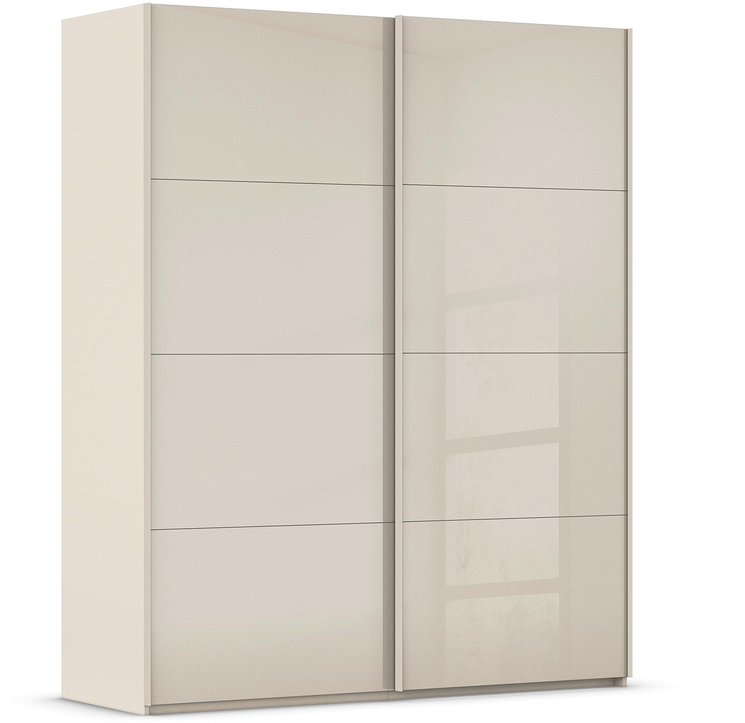 Goossens Excellent Kledingkast Finca Glans Glas, Slaapkamerkast 160 cm breed, 223 cm hoog, 2x 4 paneel glas schuifdeuren