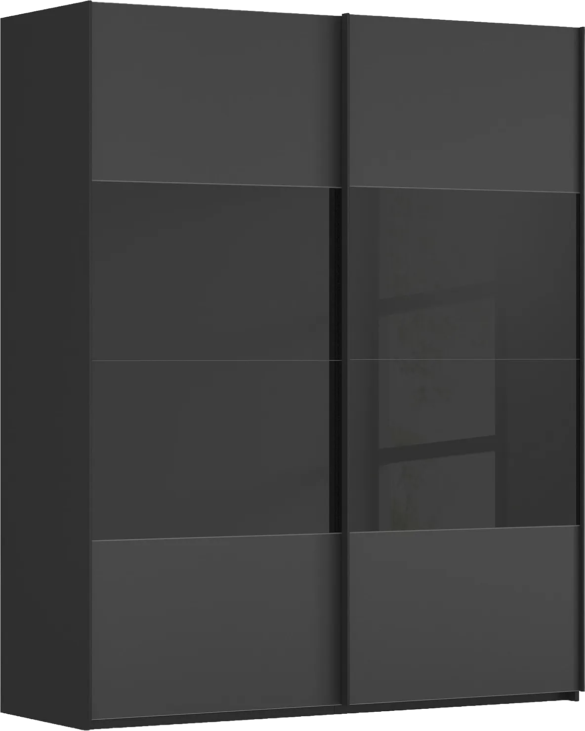 Goossens Kledingkast Finca Combi Glans-mat Glas, Slaapkamerkast 160 cm breed, 223 cm hoog, 2x 4 paneel (glas met glas mat combinatie) schuifdeuren