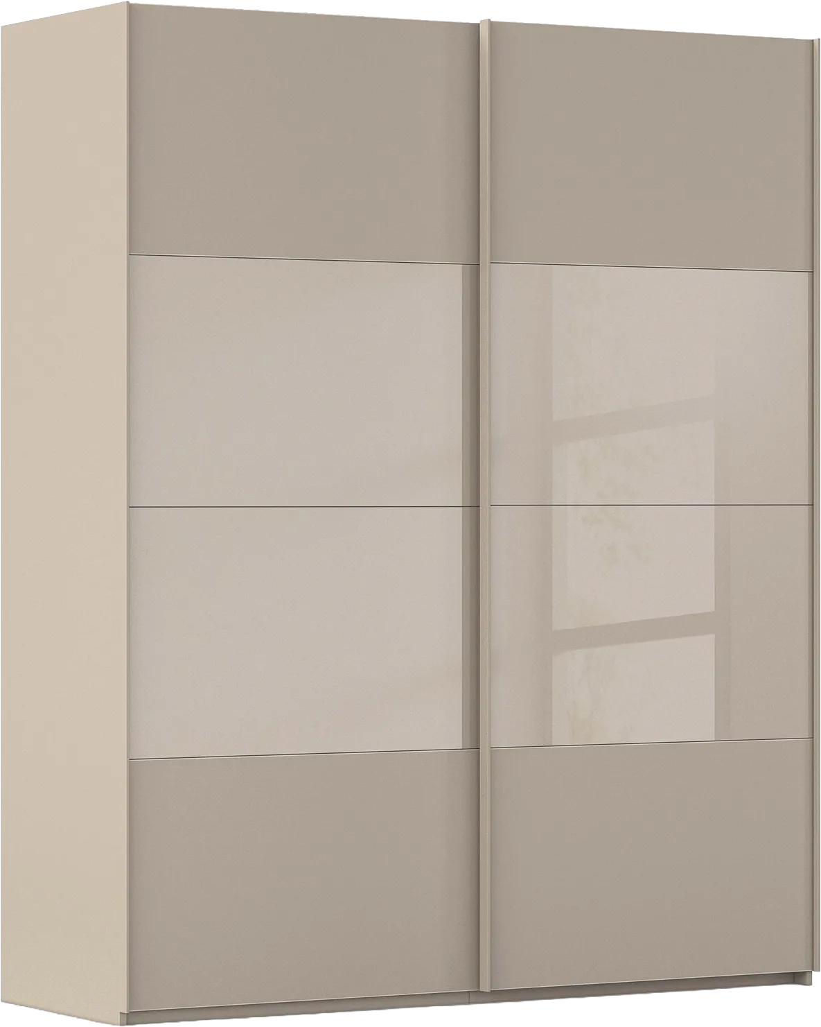 Goossens Kledingkast Finca Combi Glans-mat Glas, Slaapkamerkast 160 cm breed, 223 cm hoog, 2x 4 paneel (glas met glas mat combinatie) schuifdeuren