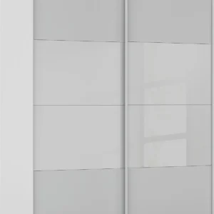Goossens Kledingkast Finca Combi Glans-mat Glas, Slaapkamerkast 160 cm breed, 223 cm hoog, 2x 4 paneel (glas met glas mat combinatie) schuifdeuren