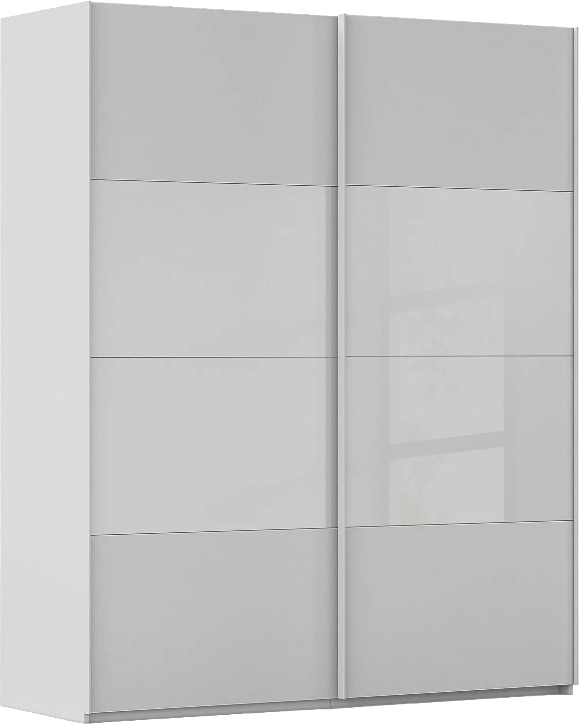 Goossens Kledingkast Finca Combi Glans-mat Glas, Slaapkamerkast 160 cm breed, 223 cm hoog, 2x 4 paneel (glas met glas mat combinatie) schuifdeuren