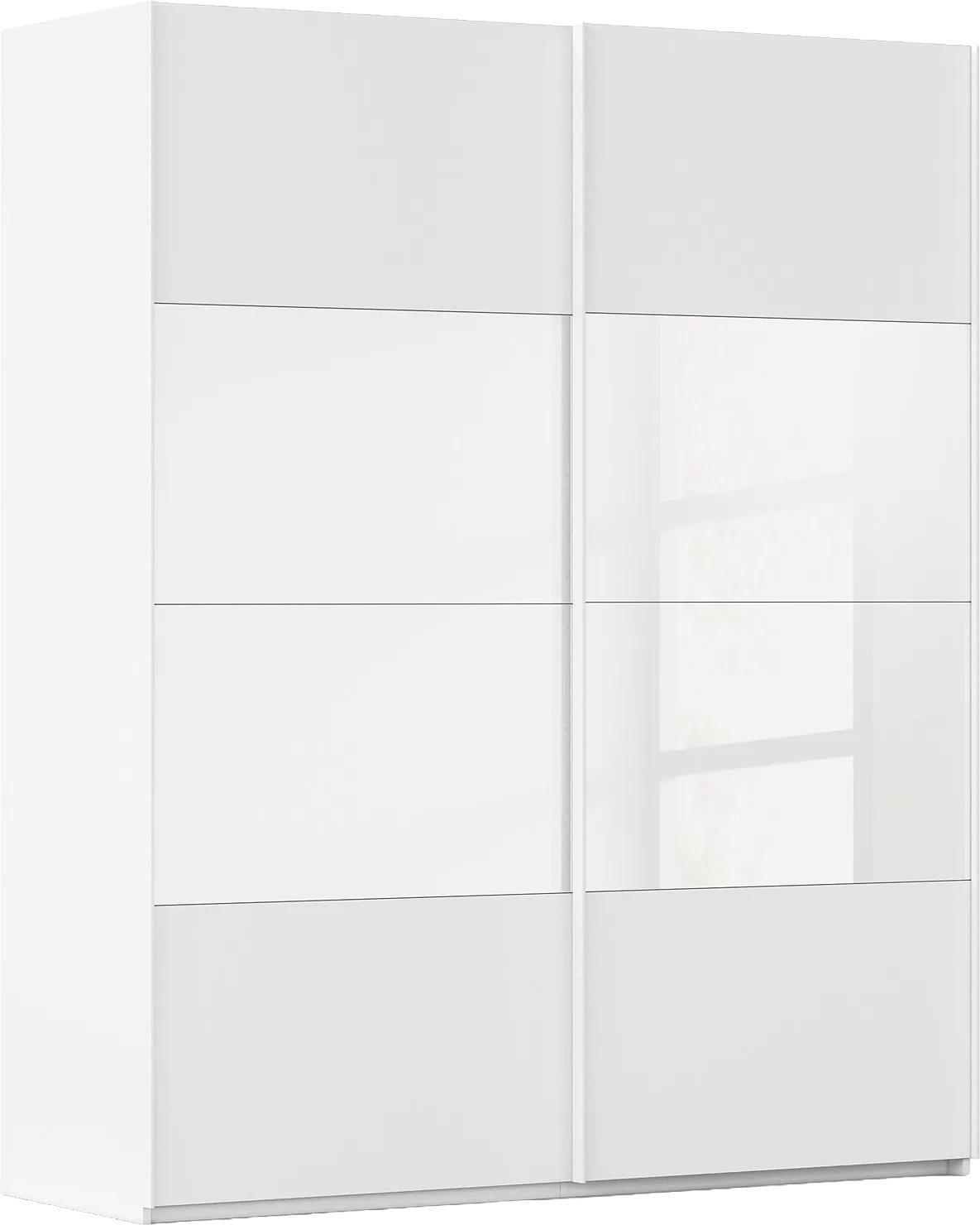 Goossens Kledingkast Finca Combi Glans-mat Glas, Slaapkamerkast 160 cm breed, 236 cm hoog, 2x 4 paneel (glas met glas mat combinatie) schuifdeuren