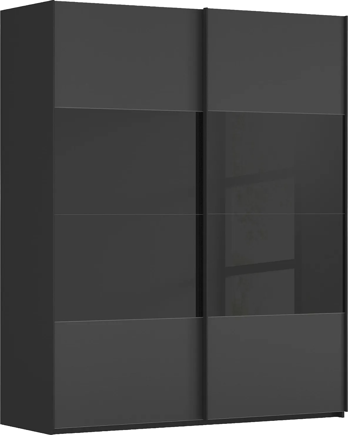 Goossens Kledingkast Finca Combi Glans-mat Glas, Slaapkamerkast 160 cm breed, 236 cm hoog, 2x 4 paneel (glas met glas mat combinatie) schuifdeuren