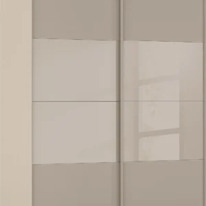Goossens Kledingkast Finca Combi Glans-mat Glas, Slaapkamerkast 160 cm breed, 236 cm hoog, 2x 4 paneel (glas met glas mat combinatie) schuifdeuren