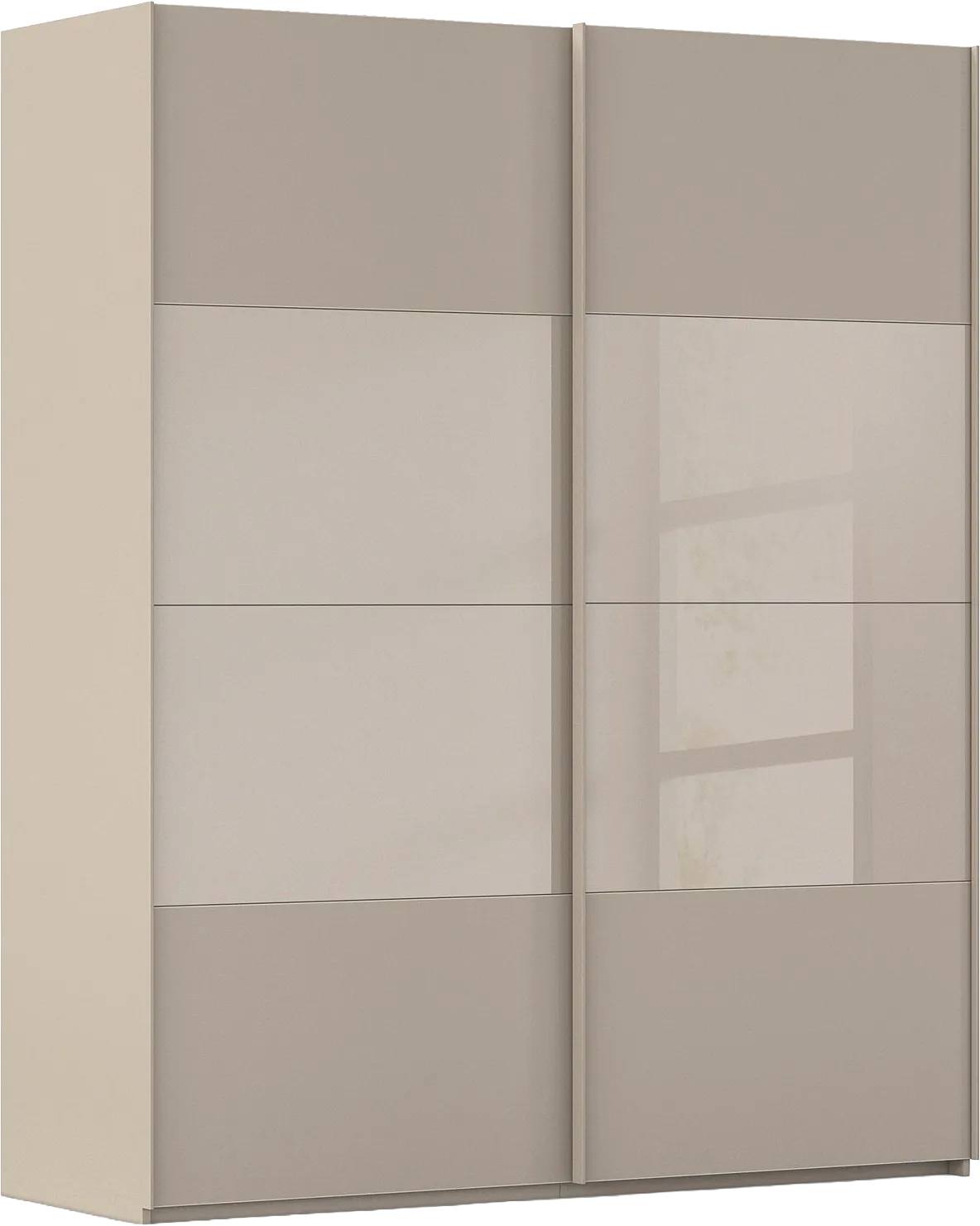 Goossens Kledingkast Finca Combi Glans-mat Glas, Slaapkamerkast 160 cm breed, 236 cm hoog, 2x 4 paneel (glas met glas mat combinatie) schuifdeuren