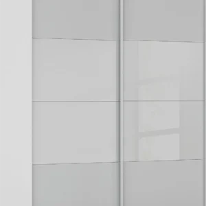Goossens Kledingkast Finca Combi Glans-mat Glas, Slaapkamerkast 160 cm breed, 236 cm hoog, 2x 4 paneel (glas met glas mat combinatie) schuifdeuren