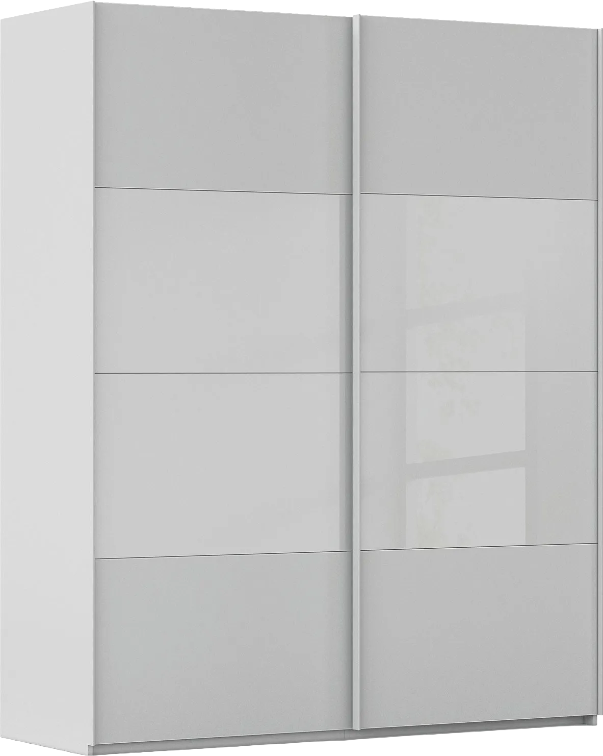 Goossens Kledingkast Finca Combi Glans-mat Glas, Slaapkamerkast 160 cm breed, 236 cm hoog, 2x 4 paneel (glas met glas mat combinatie) schuifdeuren
