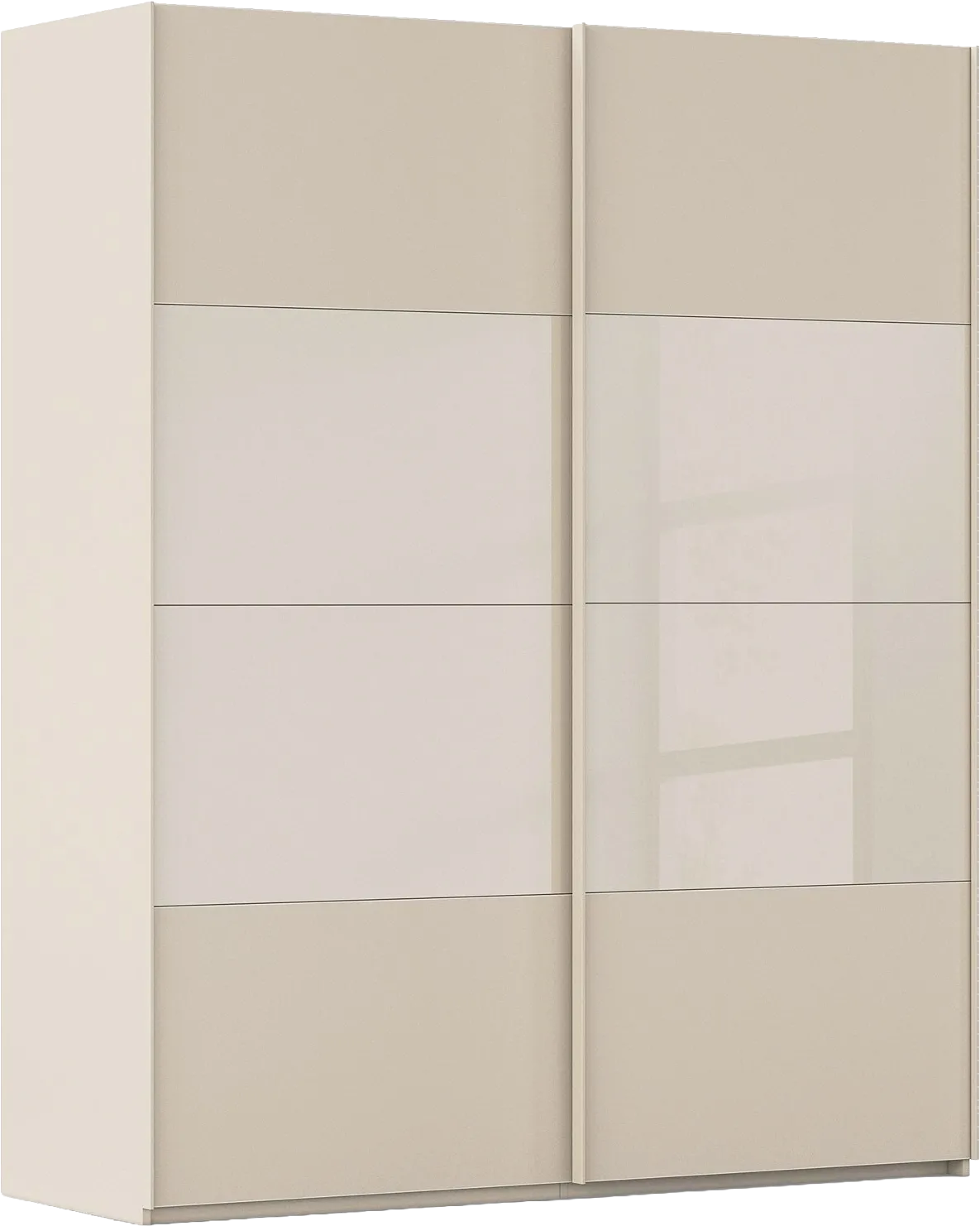 Goossens Kledingkast Finca Combi Glans-mat Glas, Slaapkamerkast 160 cm breed, 236 cm hoog, 2x 4 paneel (glas met glas mat combinatie) schuifdeuren