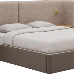 Goossens Gestoffeerd Bedframe Burano Storage, 160 x 200 cm met storage met 2x lattenbodem, incl. verlichting, usb aansluiting en stopcontact