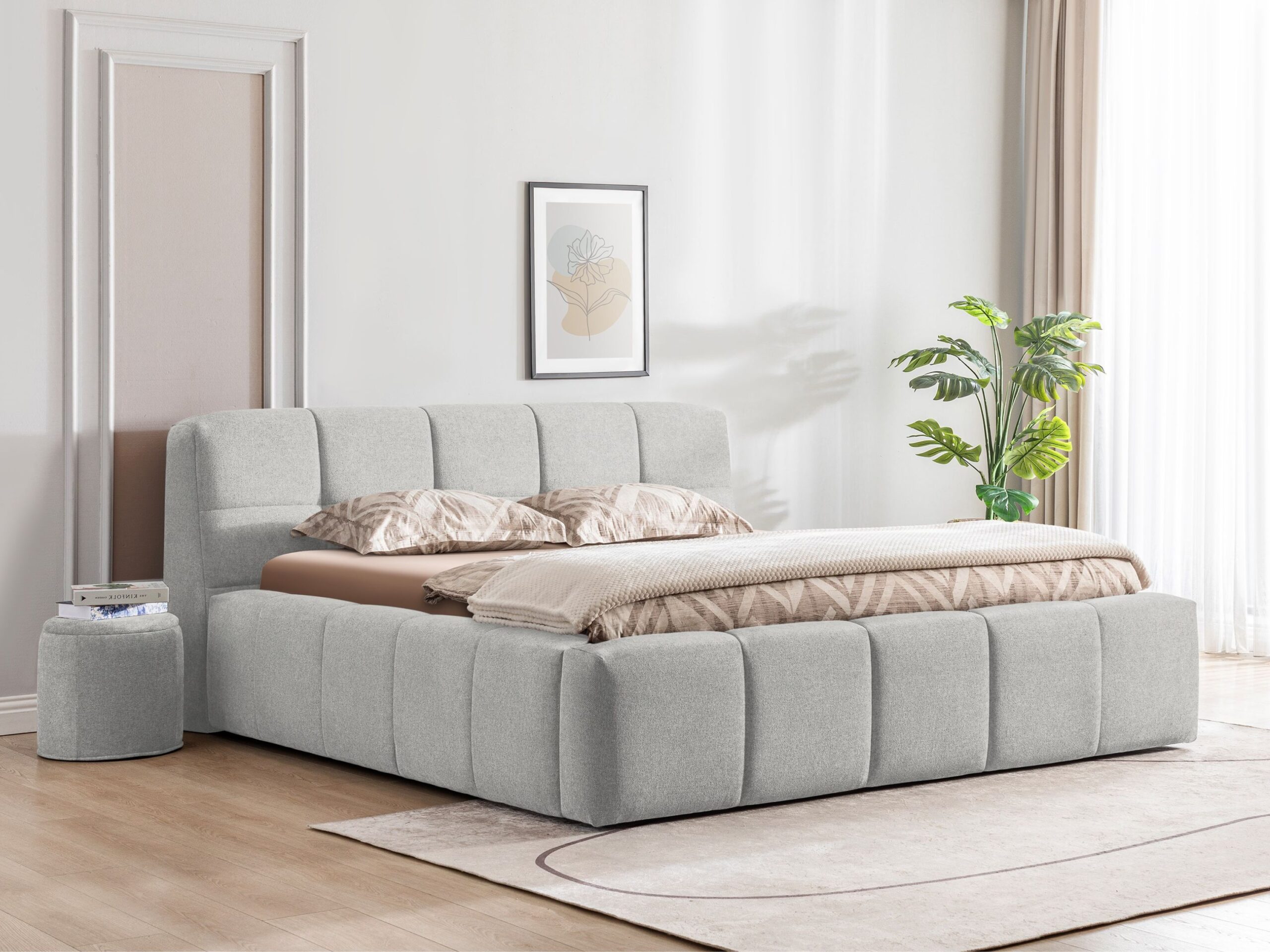 Bed Brugge | 160 x 210 cm | Cyber 574, lichtgrijs