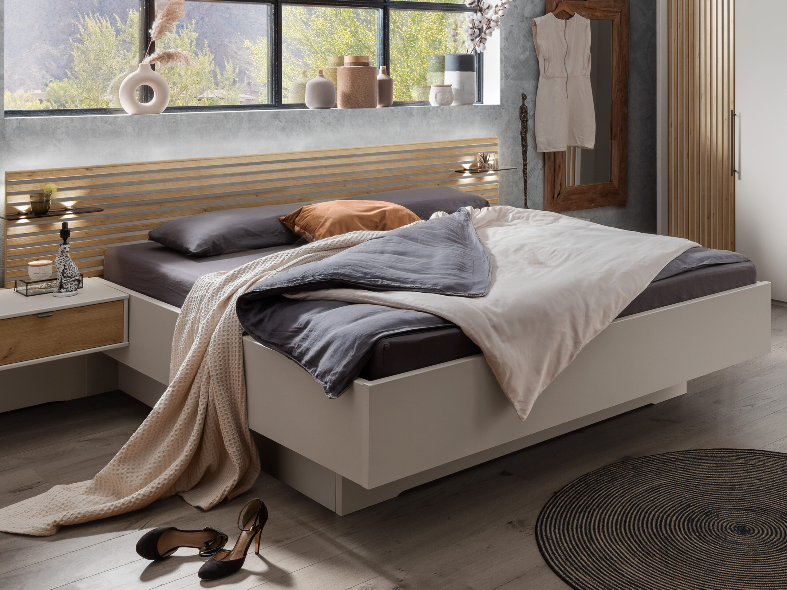 Bed Leon | 140 x 200 cm | Champagne decor | Zonder rookglas paneel
