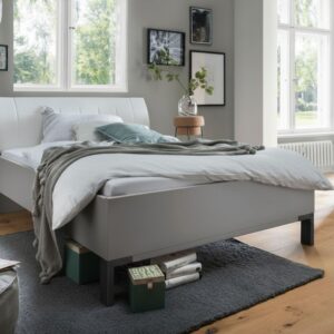 Bed Rota | leren hoofdbord | 1-persoons | 120 x 210 cm | kiezelgrijs decor
