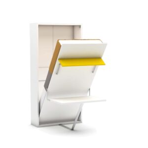 Eenpersoons opklapbed met bureau - Happy - Geel - Koudschuim tot 120 KG
