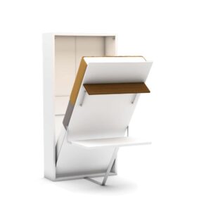 Eenpersoons opklapbed met bureau - Happy - Hout look - Koudschuim tot 120 KG