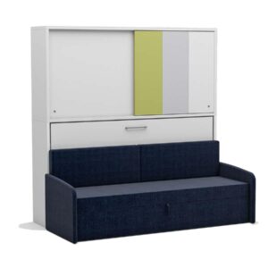Eenpersoons opklapbed Academy - Verde - met blauwe bank - Koudschuim tot 120 KG