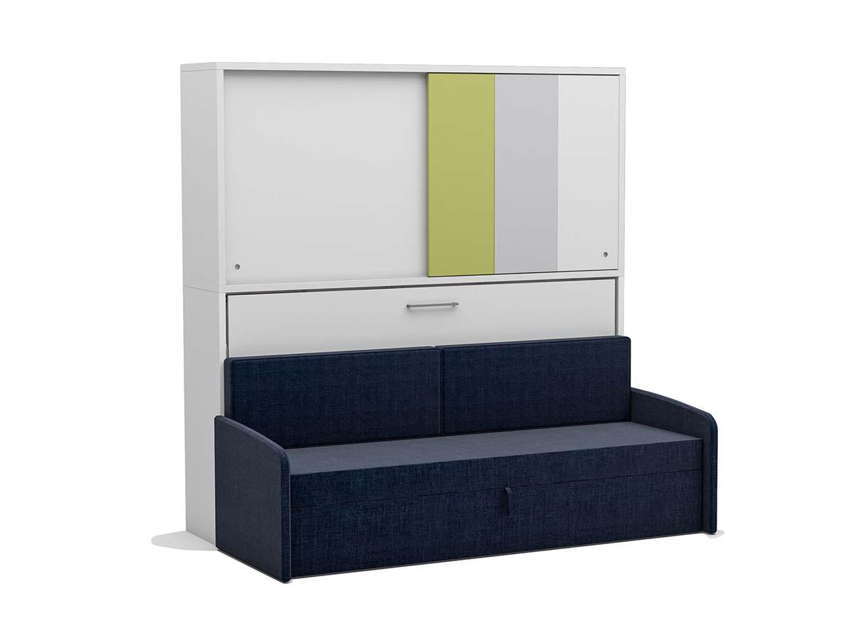 Eenpersoons opklapbed Academy - Verde - met blauwe bank - Koudschuim tot 120 KG