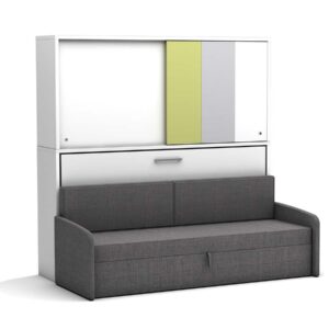 Eenpersoons opklapbed Academy - Verde - met grijze bank - Koudschuim tot 120 KG