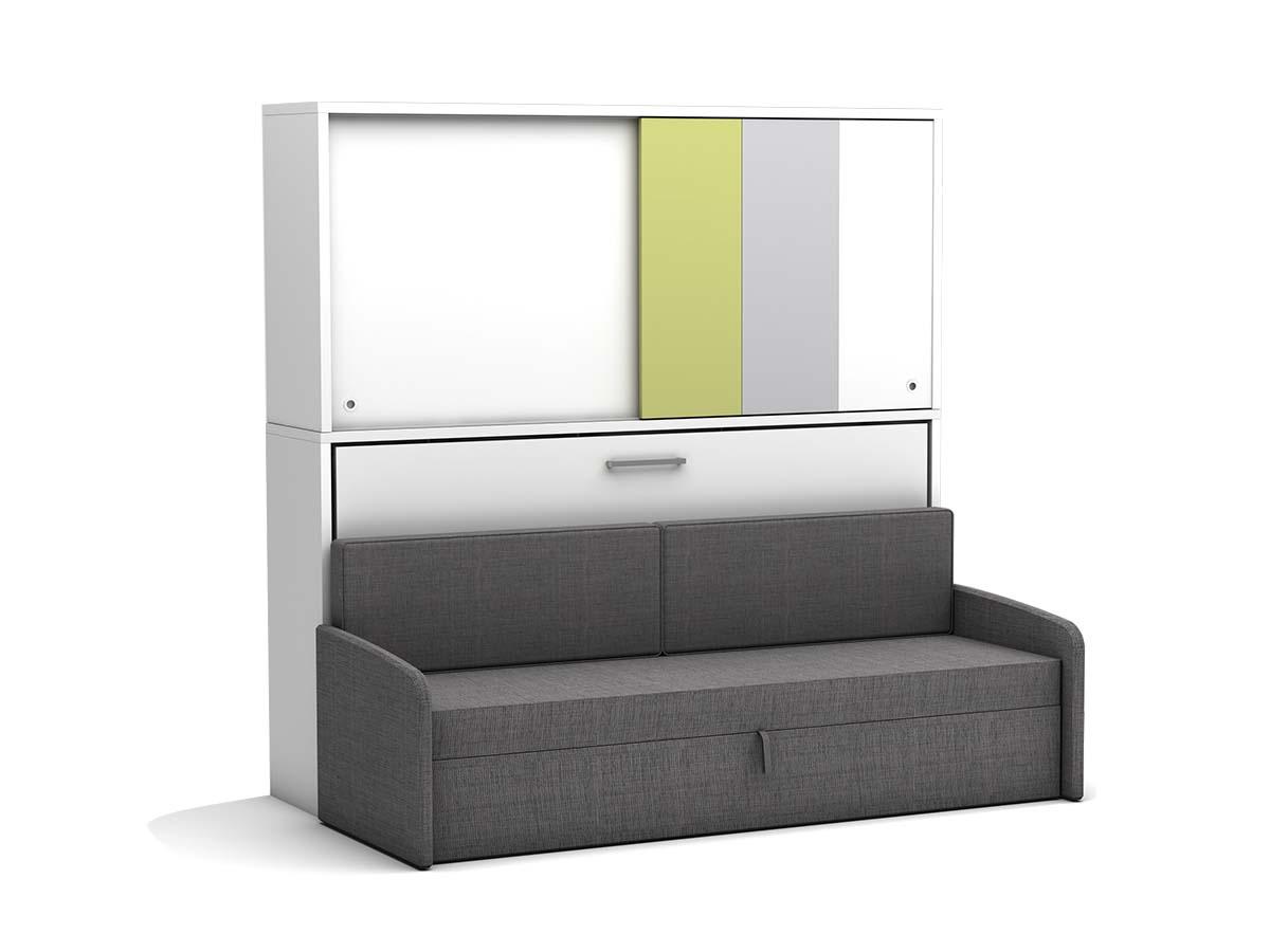 Eenpersoons opklapbed Academy - Verde - met grijze bank - Koudschuim tot 120 KG