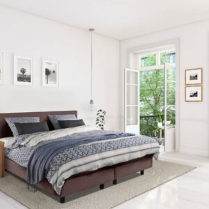 Beddenleeuw Boxspring Bed Mila - 160x220 - Incl. Pocketmatras + Hoofdbord - Bruin