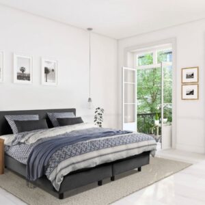 Beddenleeuw Boxspring Bed Mila - 140x210 - Incl. Pocketmatras + Hoofdbord - Antraciet