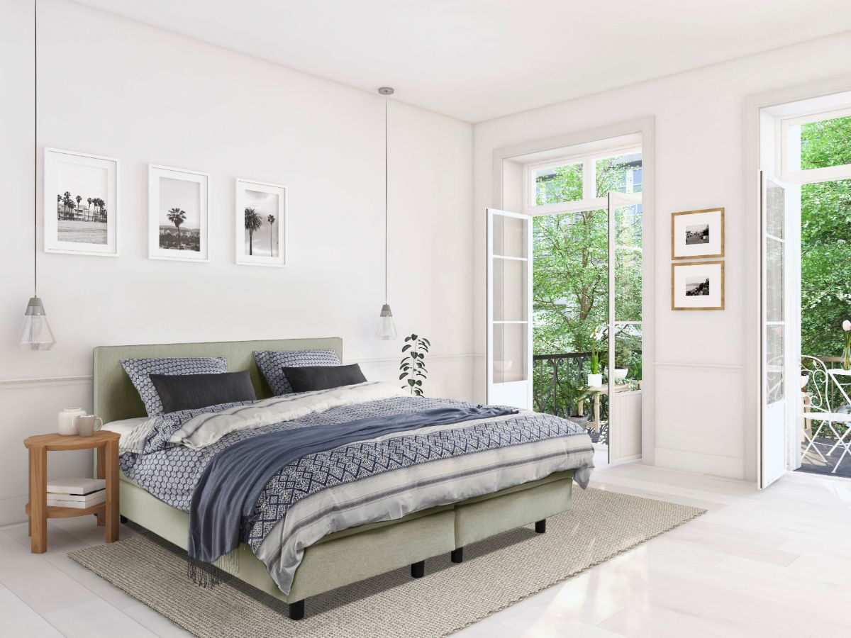 Beddenleeuw Boxspring Bed Mila - 180x210 - Incl. Pocketmatras + Hoofdbord - Groen